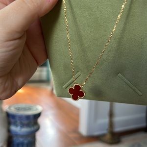 Van Cleef & Arpels Vintage Carnelian Alhambra Pendant Necklace